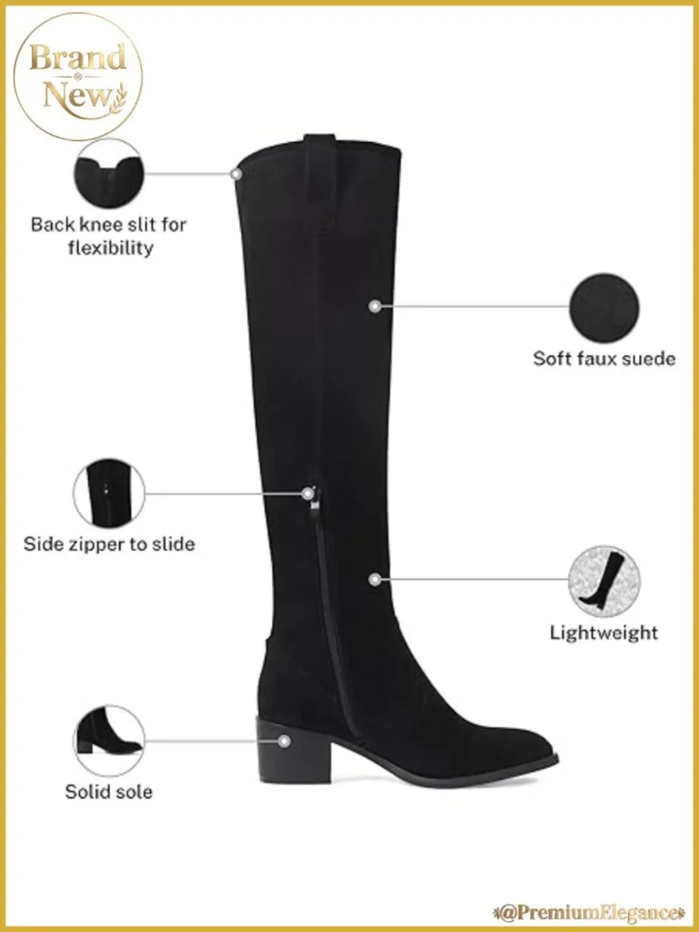 Over The Knee Thigh High Chunky Heel Pointed Toe Faux Suede Boots